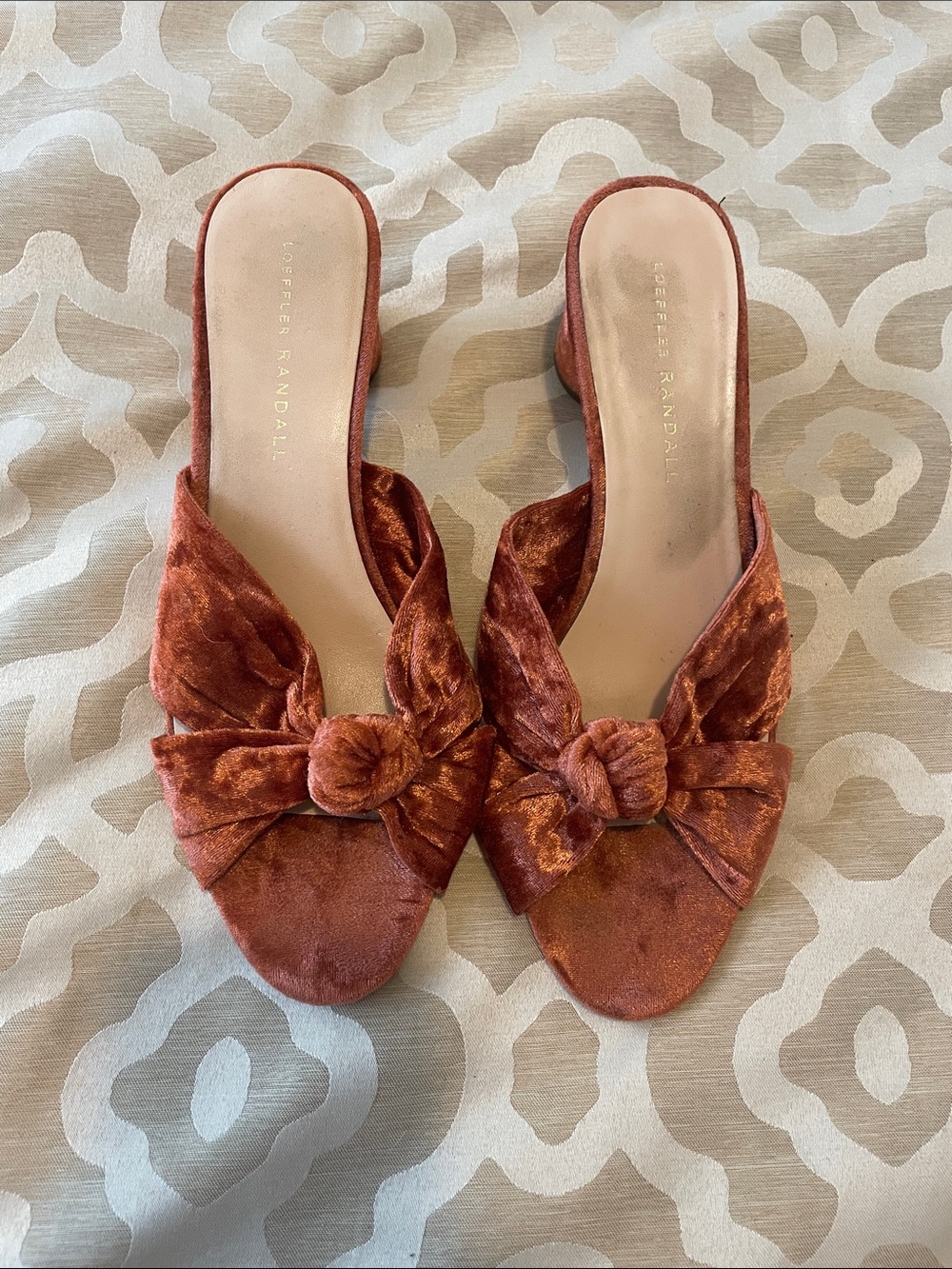 Loeffler Randall Rust Velvet Knot Mules